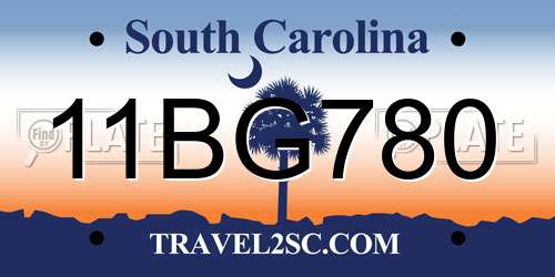 11BG780 South Carolina License Plate