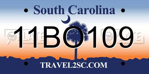 11BO109 South Carolina License Plate