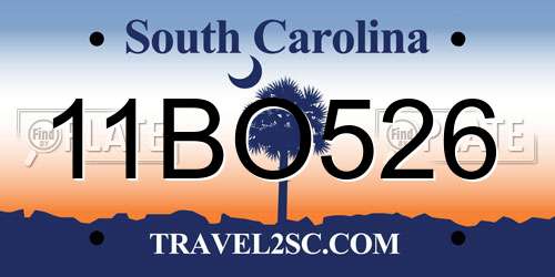 11BO526 South Carolina License Plate