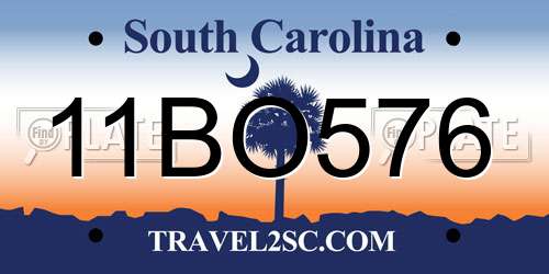 11BO576 South Carolina License Plate