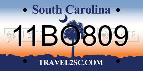 11BO809 South Carolina License Plate
