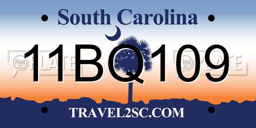 11BQ109 South Carolina License Plate