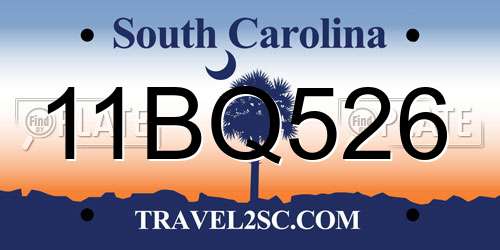 11BQ526 South Carolina License Plate