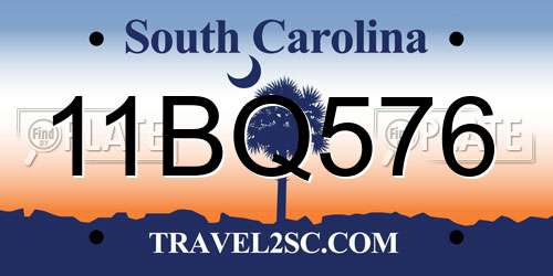 11BQ576 South Carolina License Plate