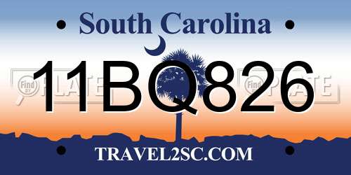 11BQ826 South Carolina License Plate