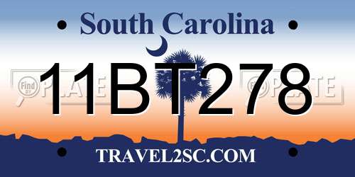 11BT278 South Carolina License Plate