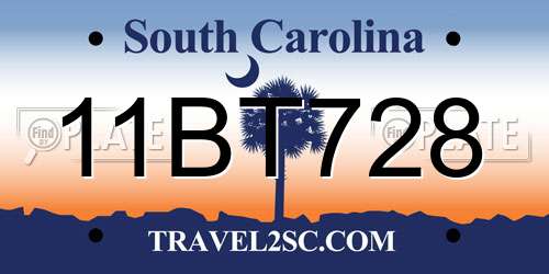 11BT728 South Carolina License Plate
