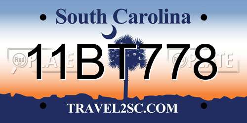 11BT778 South Carolina License Plate
