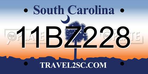 11BZ228 South Carolina License Plate