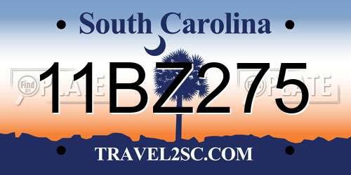 11BZ275 South Carolina License Plate
