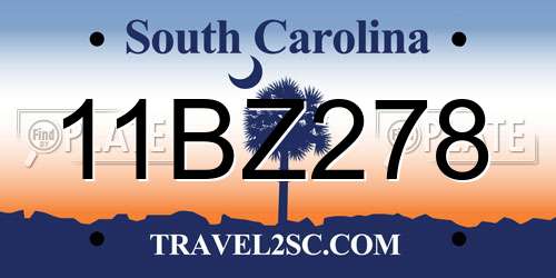 11BZ278 South Carolina License Plate