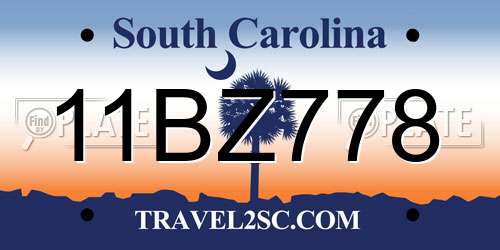 11BZ778 South Carolina License Plate
