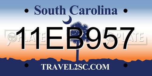 11EB957 South Carolina License Plate