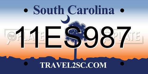 11ES987 South Carolina License Plate