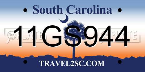 11GS944 South Carolina License Plate