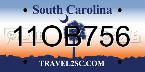11OB756 South Carolina License Plate