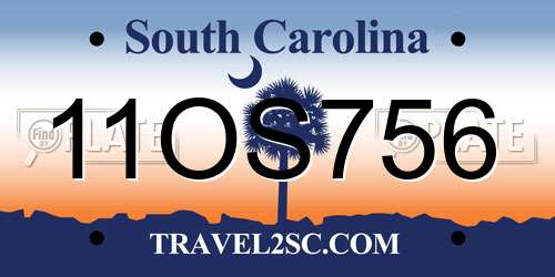11OS756 South Carolina License Plate