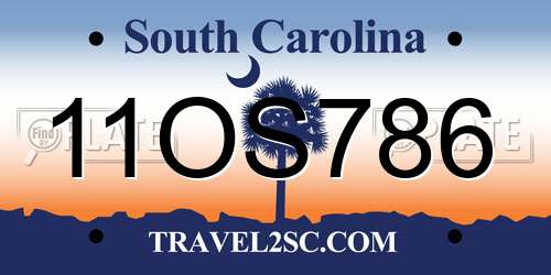 11OS786 South Carolina License Plate