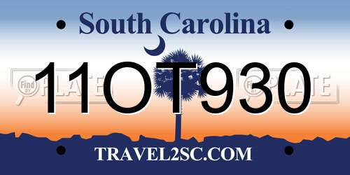 11OT930 South Carolina License Plate