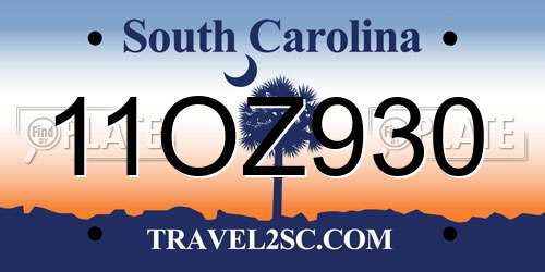 11OZ930 South Carolina License Plate