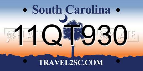 11QT930 South Carolina License Plate