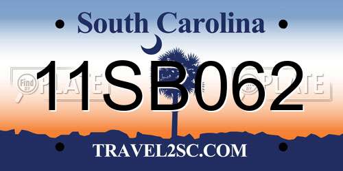 11SB062 South Carolina License Plate