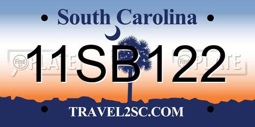 11SB122 South Carolina License Plate