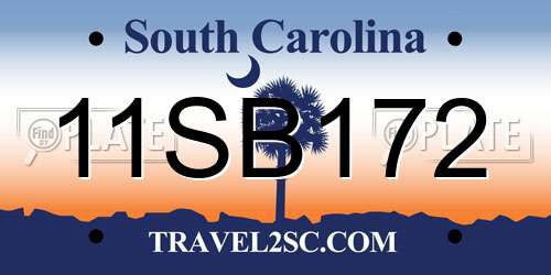 11SB172 South Carolina License Plate