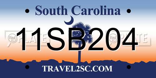 11SB204 South Carolina License Plate
