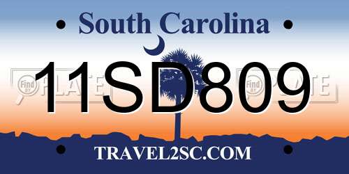 11SD809 South Carolina License Plate