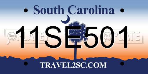 11SE501 South Carolina License Plate