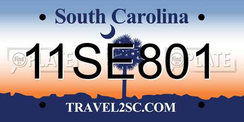 11SE801 South Carolina License Plate