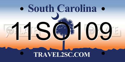 11SO109 South Carolina License Plate