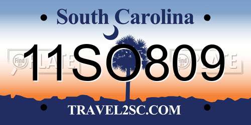 11SO809 South Carolina License Plate
