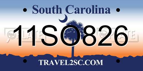 11SO826 South Carolina License Plate