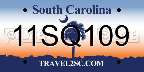 11SQ109 South Carolina License Plate