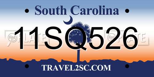 11SQ526 South Carolina License Plate