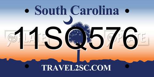 11SQ576 South Carolina License Plate
