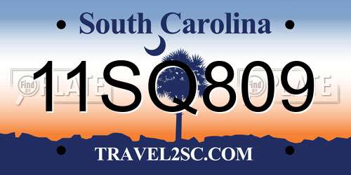 11SQ809 South Carolina License Plate