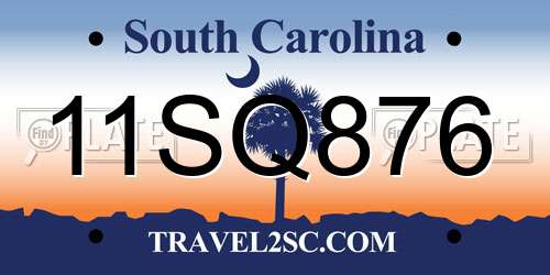 11SQ876 South Carolina License Plate
