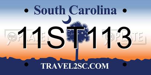 11ST113 South Carolina License Plate