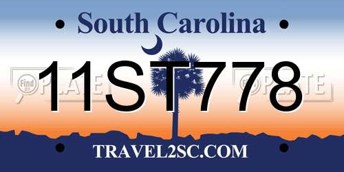 11ST778 South Carolina License Plate