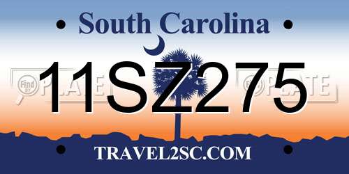 11SZ275 South Carolina License Plate