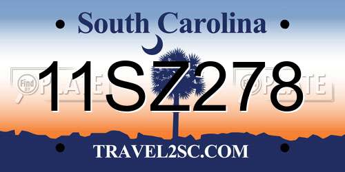 11SZ278 South Carolina License Plate