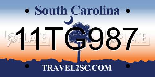 11TG987 South Carolina License Plate