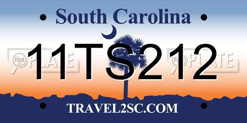 11TS212 South Carolina License Plate