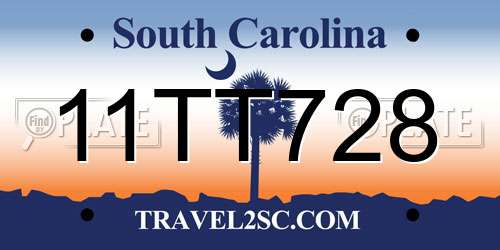 11TT728 South Carolina License Plate