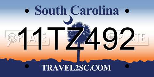 11TZ492 South Carolina License Plate