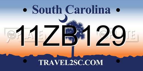 11ZB129 South Carolina License Plate