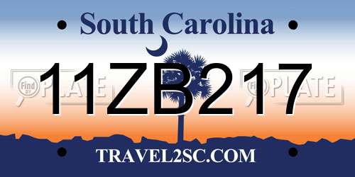 11ZB217 South Carolina License Plate
